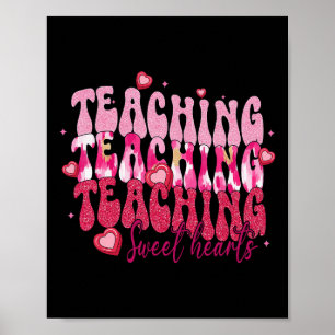 Póster Enseñanza retro novios Candy Heart Teacher Val