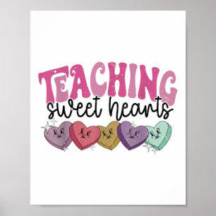 Póster Enseñanza retro novios Candy Heart Teacher Val