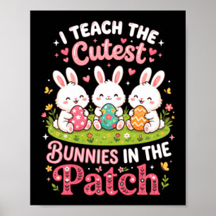 Póster Enseñar a los conejitos más lindos del parche de P