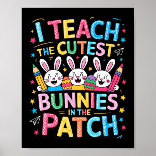 Póster Enseñar a los conejitos más lindos del parche de P