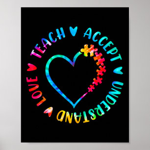 Póster Enseñar Aceptar Entender Amar Autismo Profesor Teñ