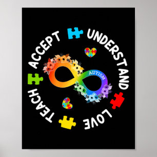 Póster Enseñar Aceptar Entender Amor Autismo Conciencia I