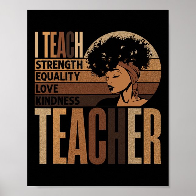 Póster Enseñar Amor Igualdad Fuerza Amabilidad Profesora  (Frente)