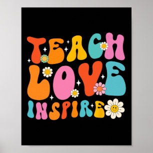 Póster Enseñar amor inspira a la escuela de primer día a 