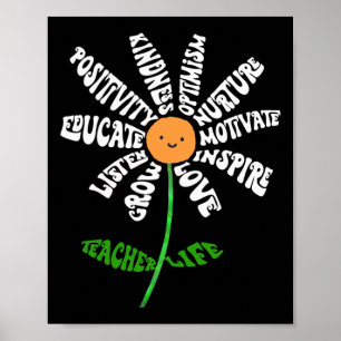 Póster Enseñar amor inspira a los profesores flores Inspi