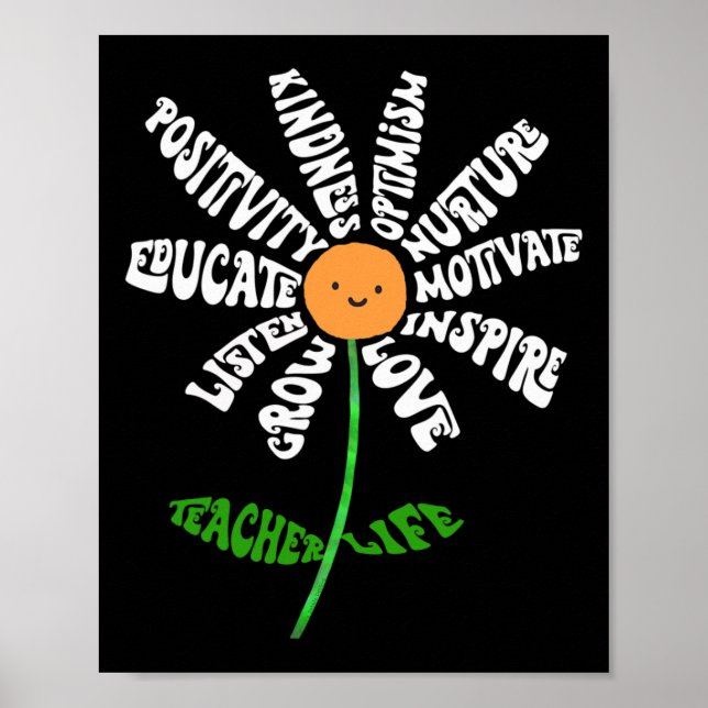 Póster Enseñar amor inspira a los profesores flores Inspi (Frente)