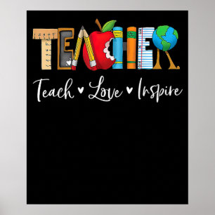 Póster Enseñar Amor Inspirar Agradecimiento al Profesor E