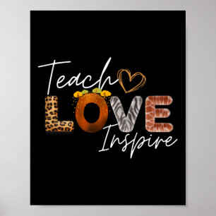 Póster Enseñar Amor Inspirar Leopardo Safari Regreso a la