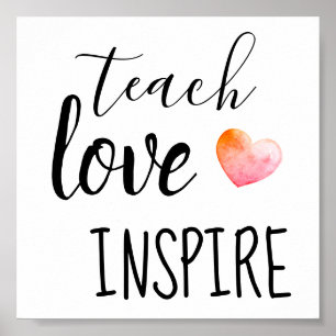 Póster Enseñar Amor Inspirar Maestros