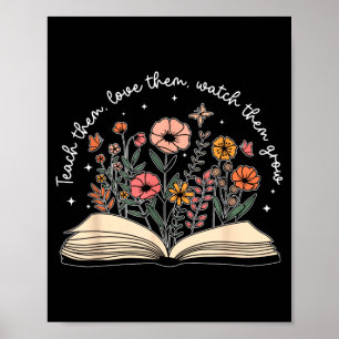 Póster Enseñar Amor Ver Crecimiento Floral Retro para Mae
