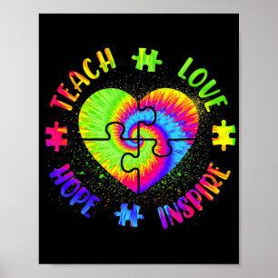 Póster Enseñar Esperanza Amor Inspira Autismo Sensibiliza