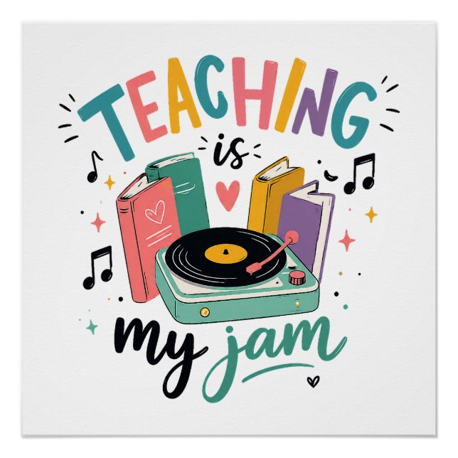 Póster Enseñar Retro Es Mi Pasatiempo Disco de Vinilo Pro (Anverso)