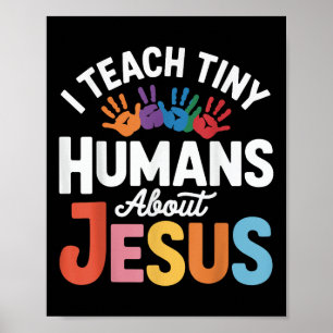 Póster Enseño a humanos diminutos sobre Jesús