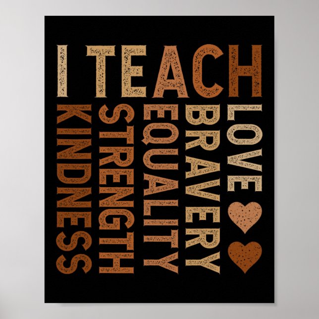 Póster Enseño Bravery Amor Igualdad Amabilidad (Frente)