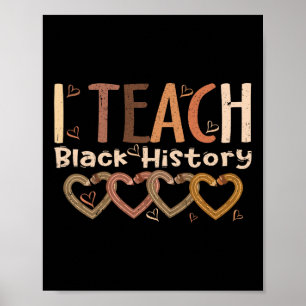 Póster Enseño Historia Negra Corazón Lápiz Afro Africano