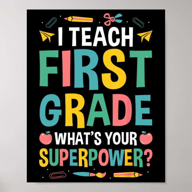 Póster Enseño primer grado ¿Cuál es tu superpoder  (Frente)
