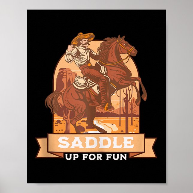 Póster Ensillar Para Un Cowboy Divertido Humor De Moda Oc (Frente)