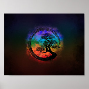 Póster Enso Zen Circle y Bonsai Tree Nebula