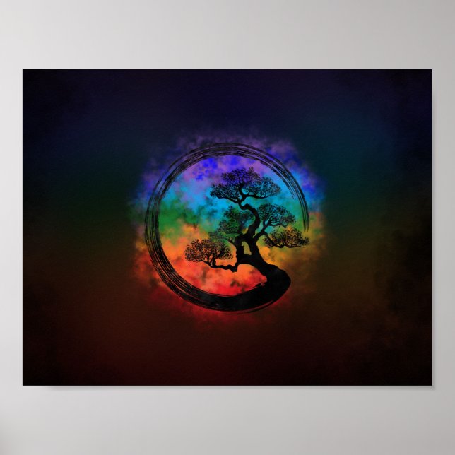 Póster Enso Zen Circle y Bonsai Tree Nebula (Frente)