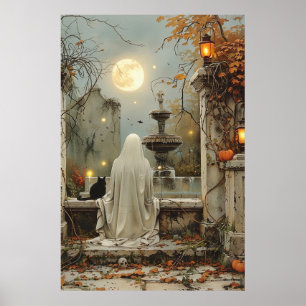 Póster Ensueño a la luz de la luna en el jardín olvidado