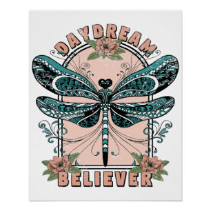 Póster Ensueño - Lindas Libélulas - Hermoso Floral