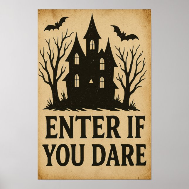 Póster Enter if You Dare Vintage Halloween  (Frente)
