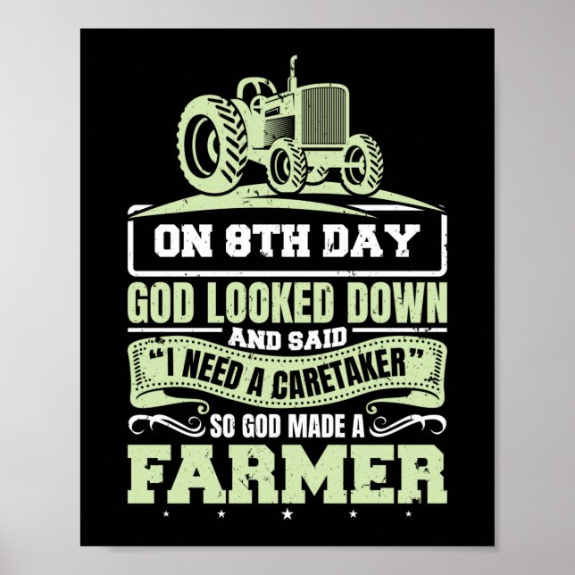 Póster Entonces Dios Hizo Agricultura De Tractor De Vida  (Frente)