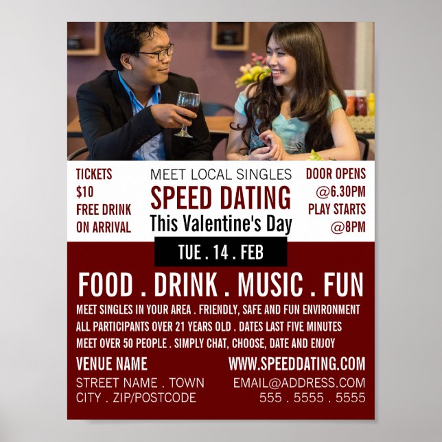 Póster Entorno romántico, publicidad de eventos de citas  (Frente)