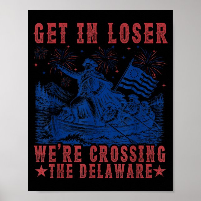 Póster Entra Cruzando El Delaware 4 De Julio Antiguo 2 (Frente)