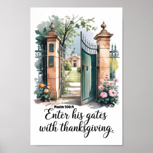 Póster Entrad a sus puertas con acción de gracias Cristia