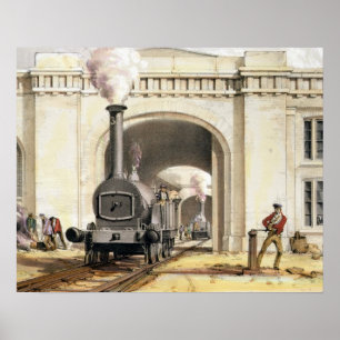 Póster Entrada a la casa de motor locomotor, ciudad de
