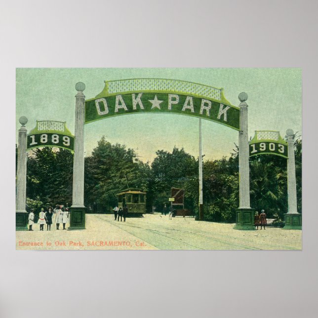 Póster Entrada a la vista del Parque Oak (Frente)