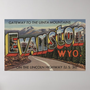 Póster Entrada a las montañas de Uinta - Evanston, WY