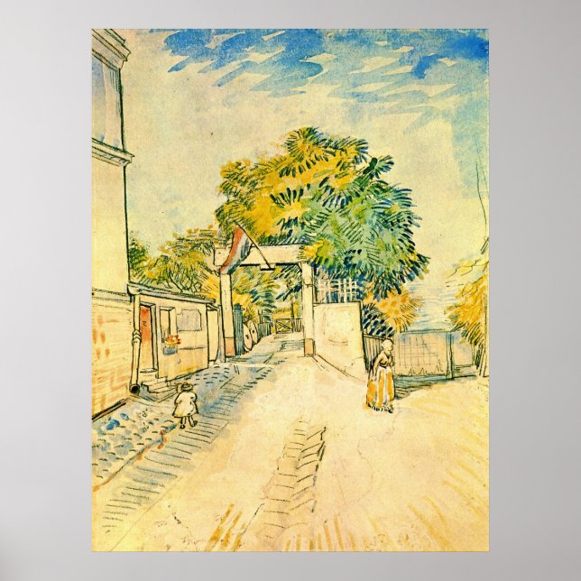Póster Entrada al Moulin de la Galette por van Gogh (Frente)