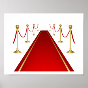 Póster Entrada de Alfombra Roja con Soportes de Oro