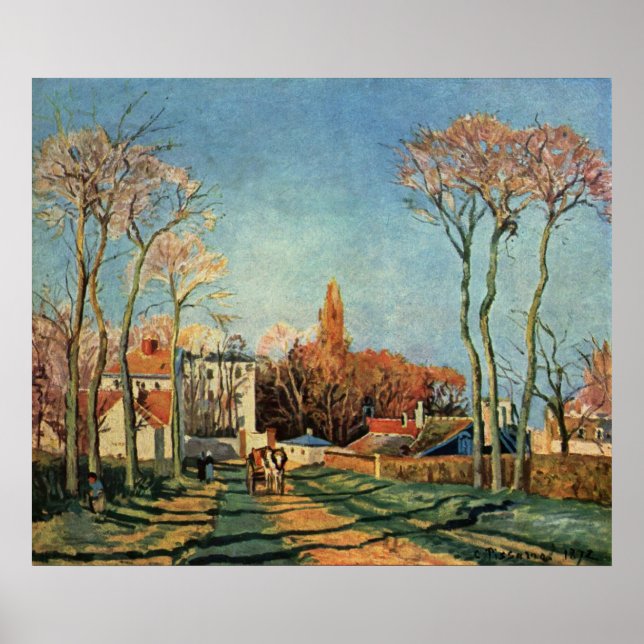 Póster Entrada de Camille Pissarro a Voisins Village 1872 (Frente)