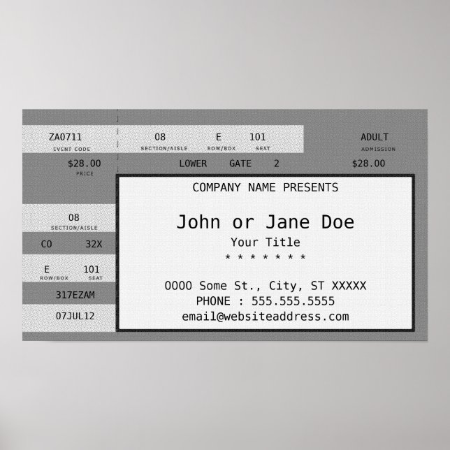 Póster entrada de concierto gris (Frente)