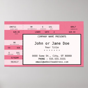 Póster entrada de concierto rosa