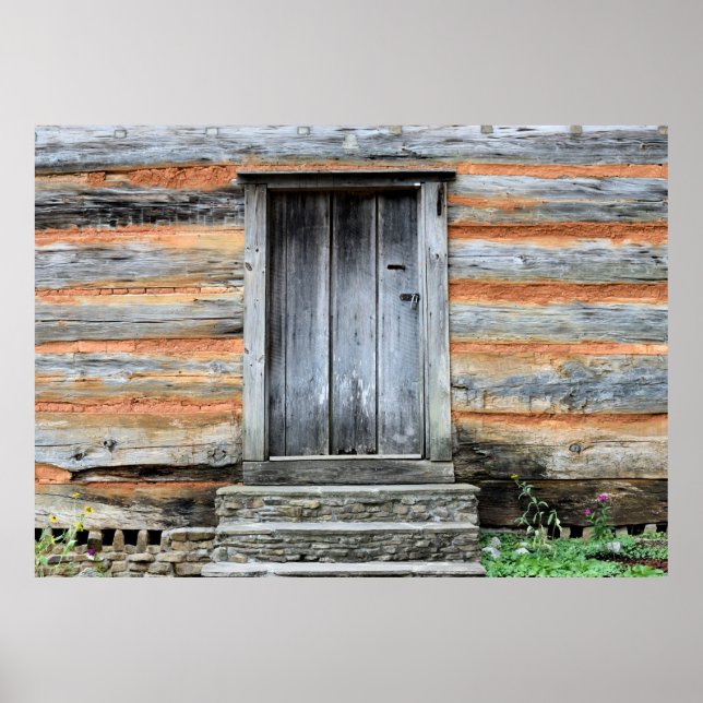 Póster entrada de puerta de madera vieja (Frente)