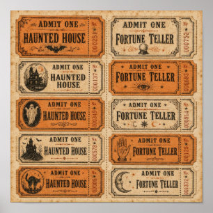 Póster Entradas de Carnaval Vintage de Halloween Admitir 