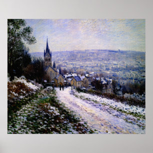 Póster Entrando a la aldea de Vétheuil en invierno