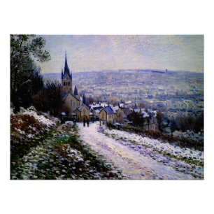 Póster Entrando a la aldea de Vétheuil en invierno