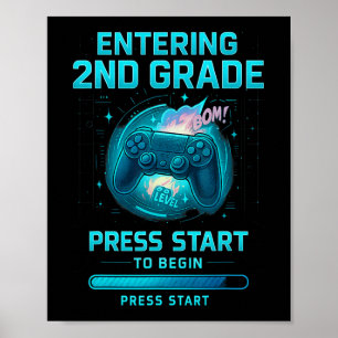 Póster Entrando en 2do Grado Diseño de Jugador Niños Pres