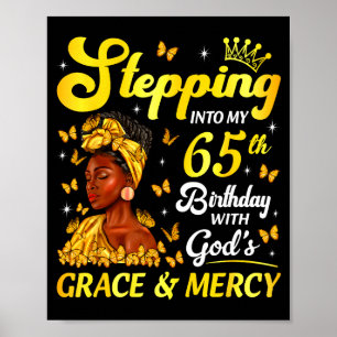Póster Entrando en mi cumpleaños 65 Christian Afro Mujere