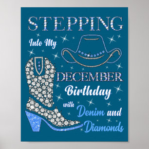 Póster Entrando En Mi Cumpleaños De Diciembre Con Denim Y