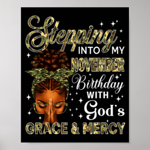 Póster Entrando en mi cumpleaños de noviembre Mujeres neg