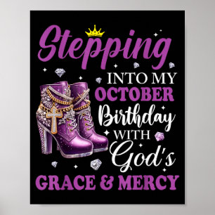 Póster Entrando en mi cumpleaños de octubre con la gracia