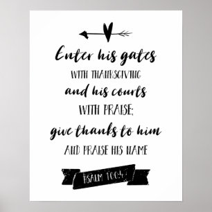 Póster Entrar en sus puertas Moda de tipografía cristiana