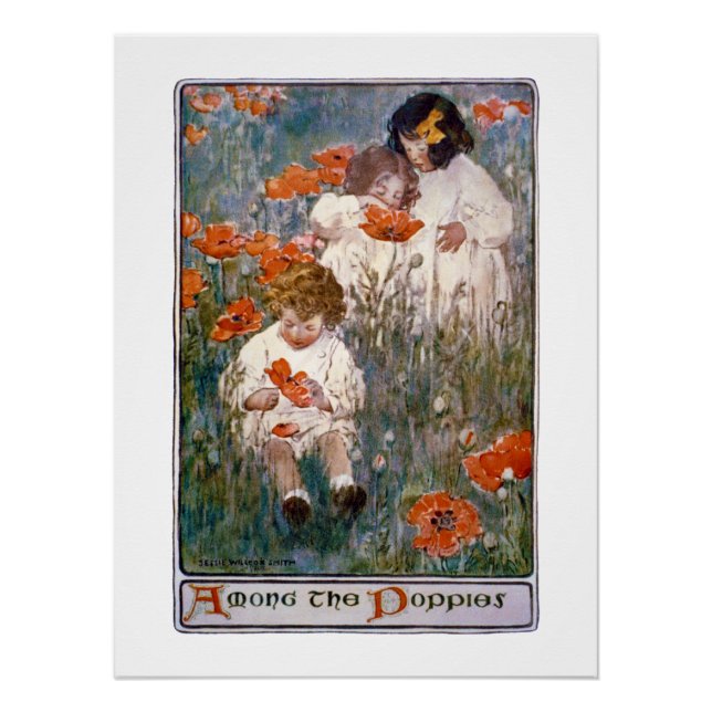 Póster Entre las amapolas, Jessie Willcox Smith (Anverso)