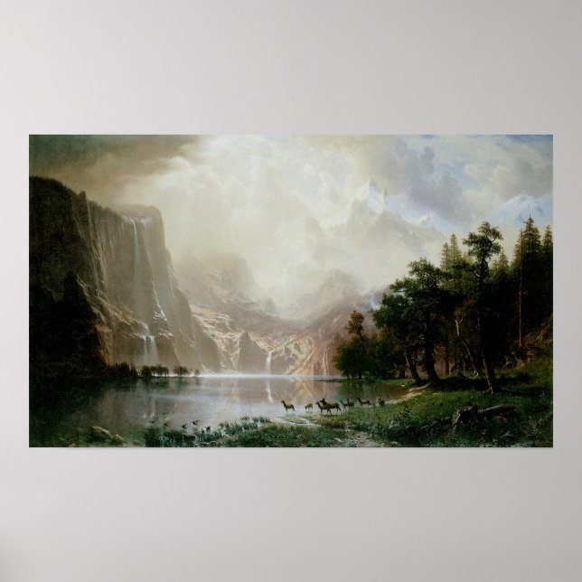 Póster Entre las montañas de Sierra Nevada por Bierstadt (Frente)